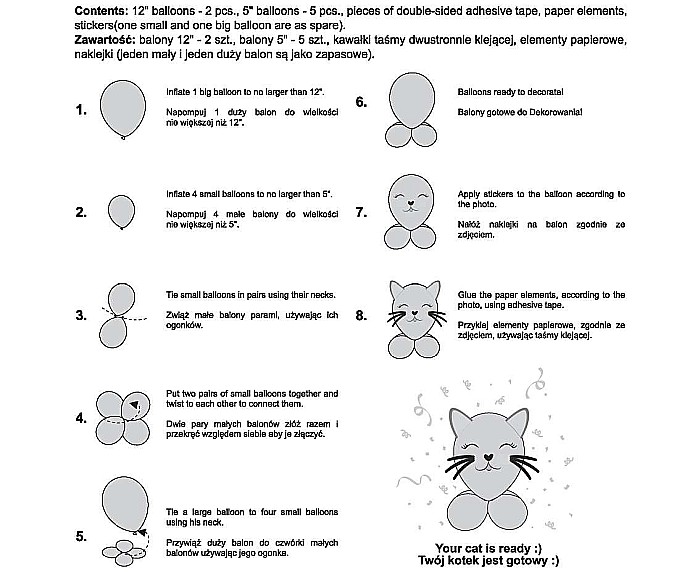 GOD SET BALON SMART Cute Animals - Cat, 13-30cm, 7pcs GZ-UZKO [2]
