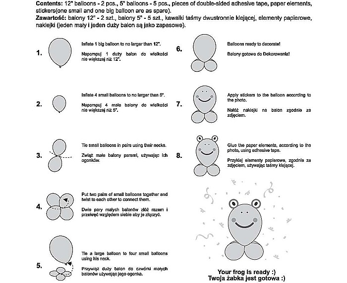 GOD SET BALON SMART Cute Animals - Frog, 13-30cm, 7pcs GZ-UZZA [2]