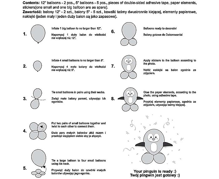 GOD SET BALON SMART Cute Animals - Penguin, 13-30cm, 7pcs GZ-UZPI [2]