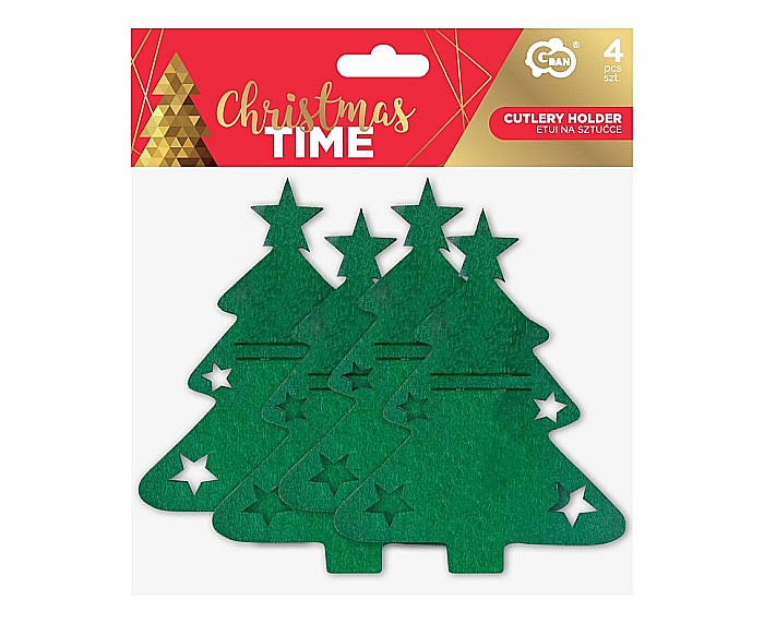 GOD SUPORT DIN POLIESTER PENTRU TACAMURI 16.5*20.5CM BRAD DE CRACIUN 4/SET NW-ETCH [3]