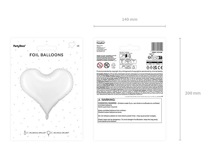 PD BALON FOLIE ALUMINIU Heart, 75x64.5cm, white FB141-008 [4]