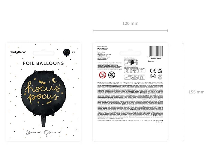 PD BALON FOLIE ALUMINIU Hocus Pocus, 45cm, black FB149 [4]