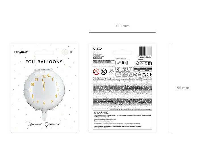 PD BALON FOLIE ALUMINIU ALB CU CEAS 45CM  ORA 12  FB159-008 [4]