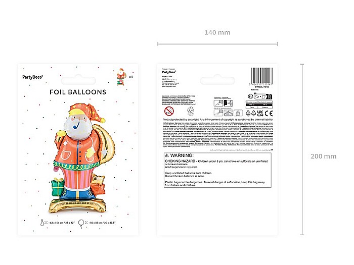 PD BALON FOLIE DE ALUMINIU Santa, 63x106 cm, mix FB160 [5]