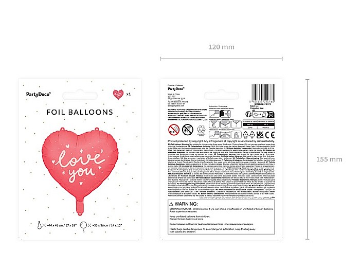 PD BALON FOLIE ALUMINIU Heart "i love you", 45cm, mix FB171 [5]