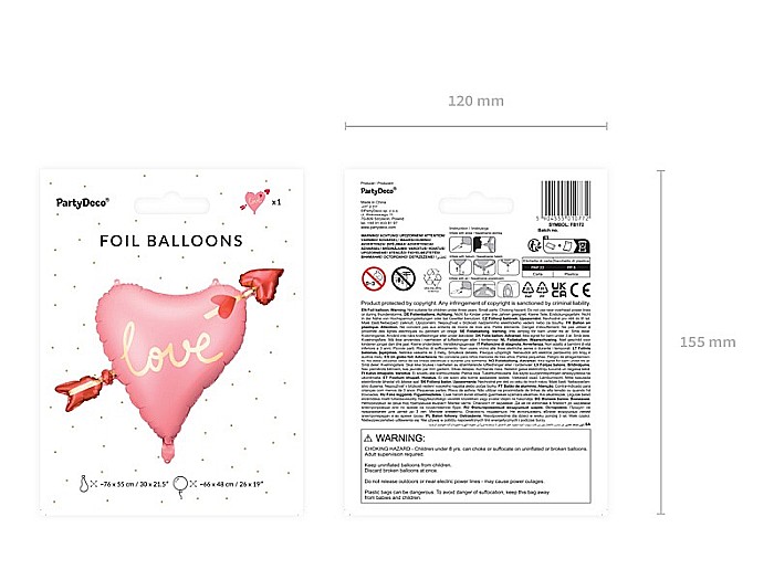 PD BALON FOLIE ALUMINIU Heart with arrow, 66x48cm, mix FB172 [5]