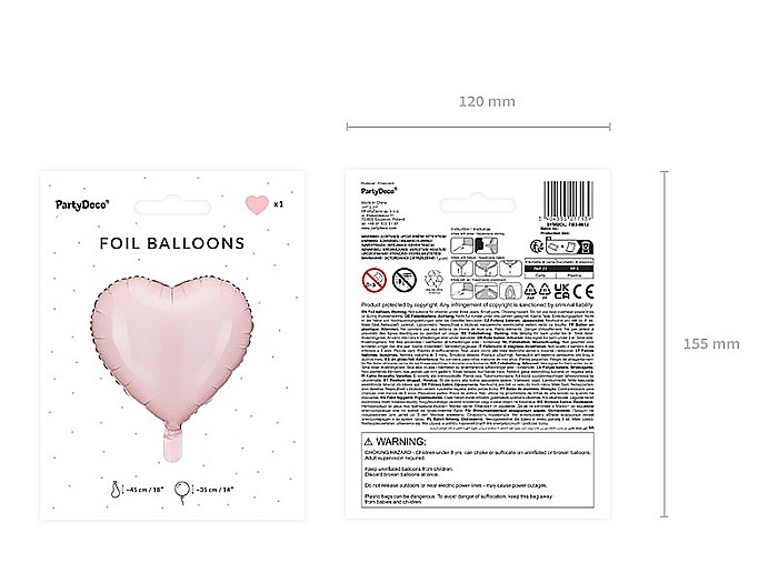 PD BALON FOLIE ALUMINIU Heart, 45cm, light pink FB9P-081J [5]