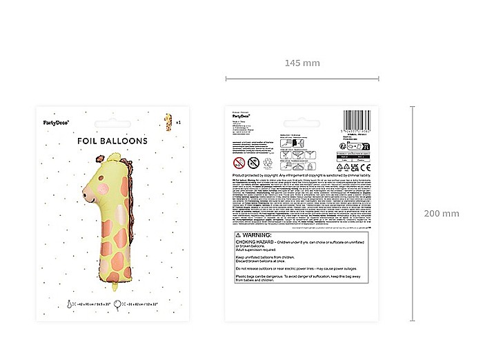 PD BALON FOLIE ALUMINIU Number 1 - Giraffe, 42x90cm, mix FB163-1 [4]