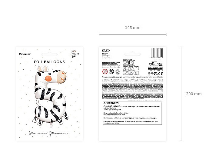 PD BALON FOLIE ALUMINIU Number 5 - Zebra, 68X98cm, mix FB163-5 [3]