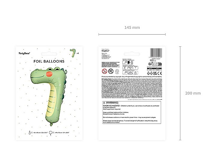 PD BALON FOLIE ALUMINIU Number 7 - Crocodille, 56x85cm, mix FB163-7 [3]