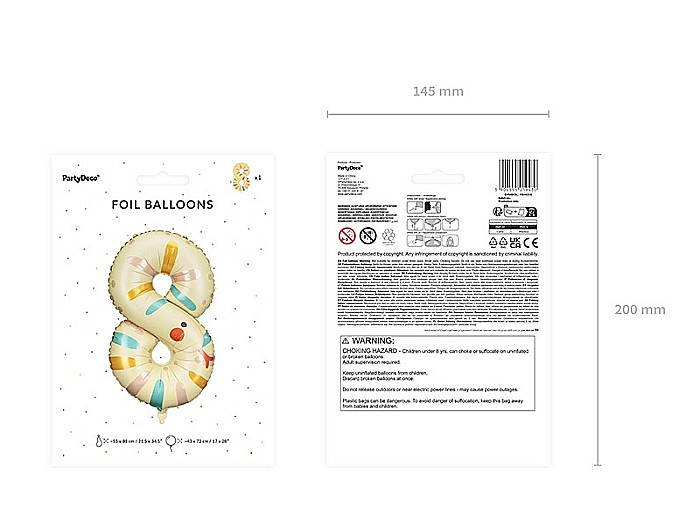 PD BALON FOLIE ALUMINIU Number 8 - Snake, 55X88cm, mix FB163-8 [3]