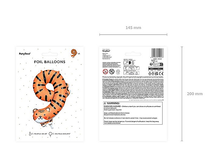 PD BALON FOLIE ALUMINIU Number 9 - Tiger, 64x87cm, mix FB163-9 [4]