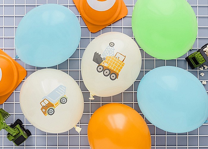 PD BALOANE Balloons 30cm, Construction vehicles, pastel light cream 6/set SB14P-334-000-6 [1]