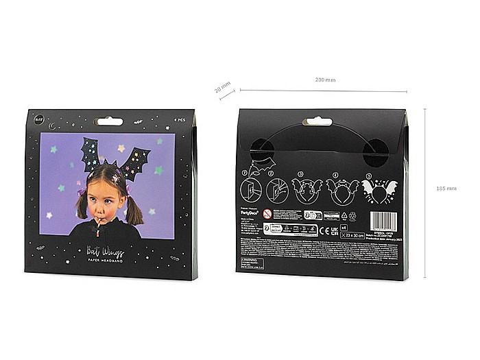 PD CORDELUTA, Headbands Bats, 23x30cm, black with holographic print, 4/set OP29 [6]