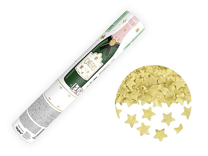 PD CONFETTI CANNON Champagne, tube shooter with golden stars, 20cm TUBSZ20-019 [1]