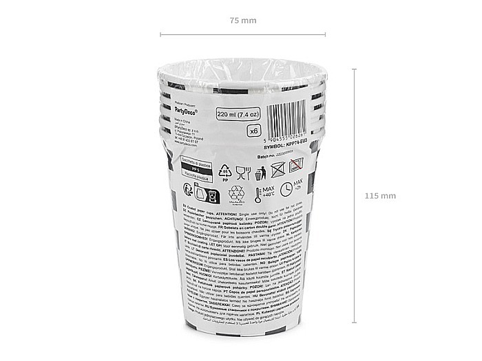 PD PAHARE CARTON Checkered Flag, 220ml, mix 6/set KPP74-EU3 [5]