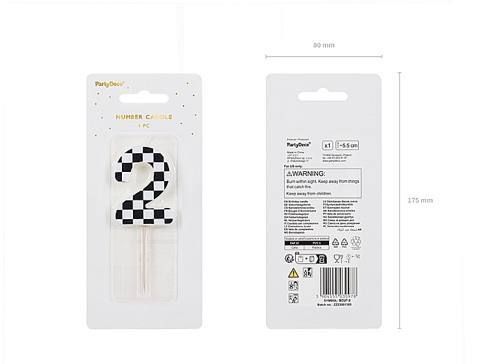 PD LUMANARI TORT Number 2, checkered flag pattern, mix 5.5cm SCU7-2 [3]