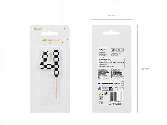 PD LUMANARI TORT Number 4, checkered flag pattern, mix 5.5cm SCU7-4 [3]