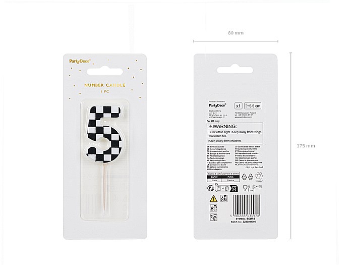 PD LUMANARI TORT Number 5, checkered flag pattern, mix 5.5cm SCU7-5 [3]