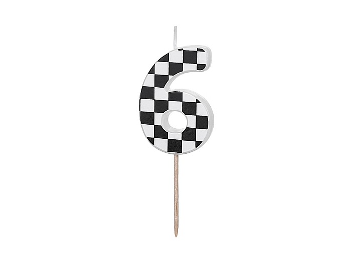 PD LUMANARI TORT Number 6, checkered flag pattern, mix 5.5cm SCU7-6 [1]