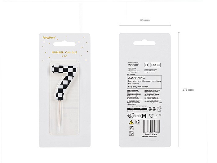PD LUMANARI TORT Number 7, checkered flag pattern, mix 5.5cm SCU7-7 [3]