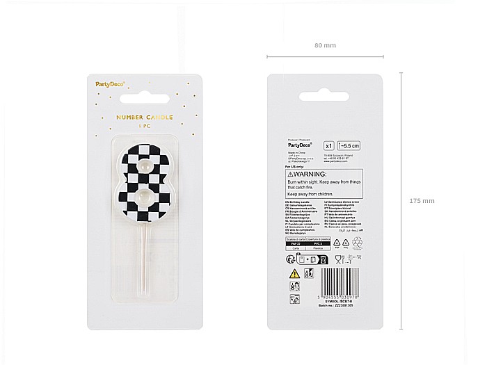 PD LUMANARI TORT Number 8, checkered flag pattern, mix 5.5cm SCU7-8 [3]