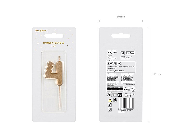 PD LUMANARI TORT Number 4, gold, 4.5cm SCU9-4 [2]