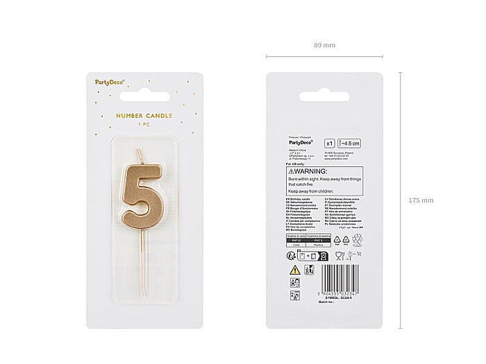 PD LUMANARI TORT Number 5, gold, 4.5cm SCU9-5 [2]