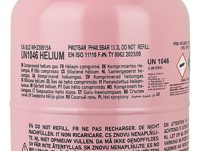 PD BUTELIE CU HELIU PENTRU 50 BALOANE CULOARE ROZ  BZH2-50-081 [2]