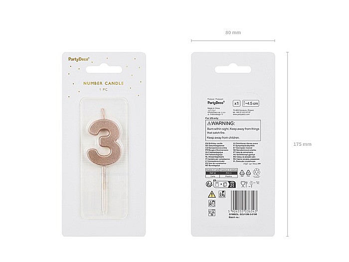 PD LUMANARI TORT Number 3, rose-gold, 4.5cm SCU12M-3-019R [3]