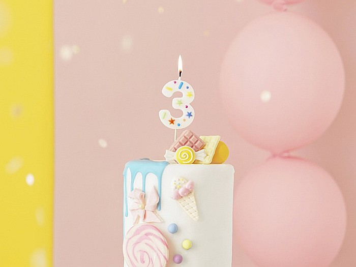 PD LUMANARI TORT Number 3, white confetti, 5.5cm SCU11-3 [2]