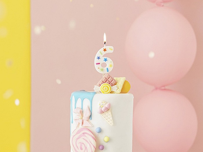 PD LUMANARI TORT Number 6, white confetti, 5.5cm SCU11-6 [2]