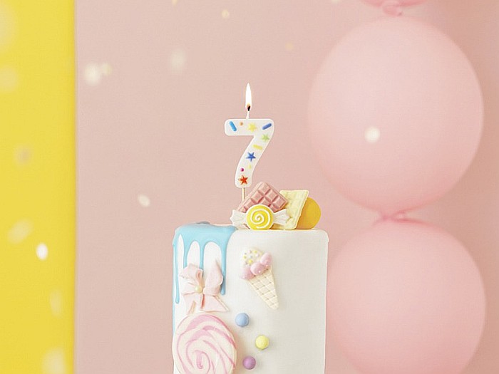 PD LUMANARI TORT Number 7, white confetti, 5.5cm SCU11-7 [2]