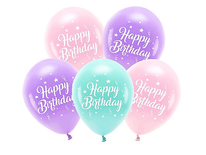PD BALOANE Eco Balloons 26cm, Happy Birthday, pink 5/set ECO26P-201-081-5 [1]