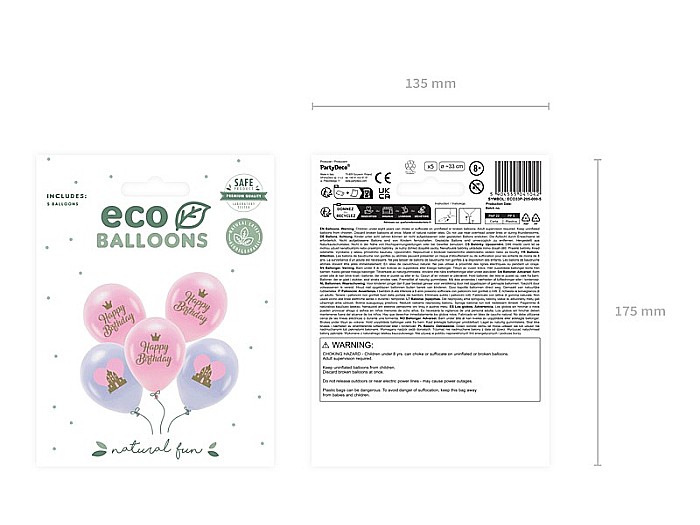 PD BALOANE Eco Balloons 33cm, Happy Birthday, mix, 5/set ECO33P-205-000-5 [2]