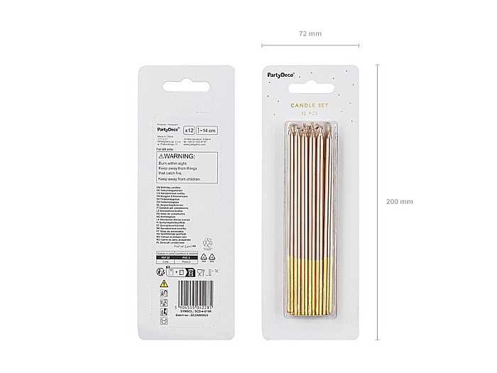 PD LUMANARI TORT Plain birthday candles, rose gold, 14cm 12/set SCD-4-019R [3]