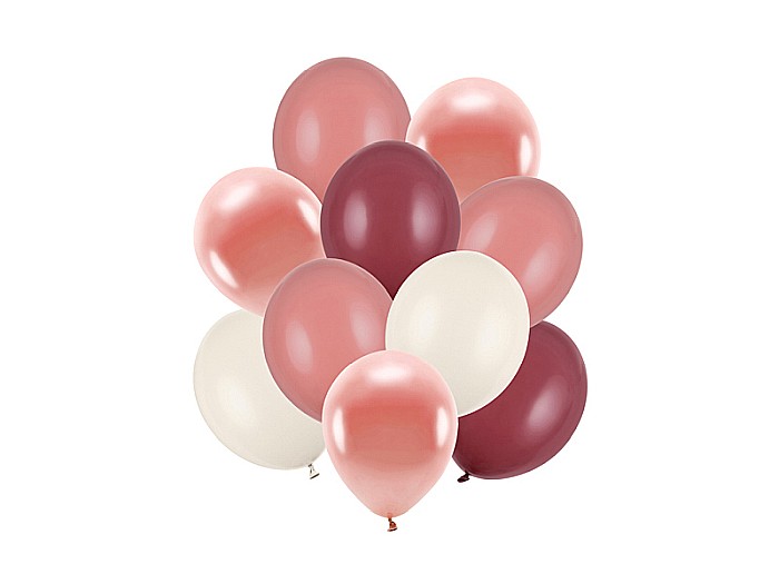 PD BALOANE Latex balloons set, 27-30cm, metallic rose gold, pastel prune-pink, mix 10/set ZBL2 [1]