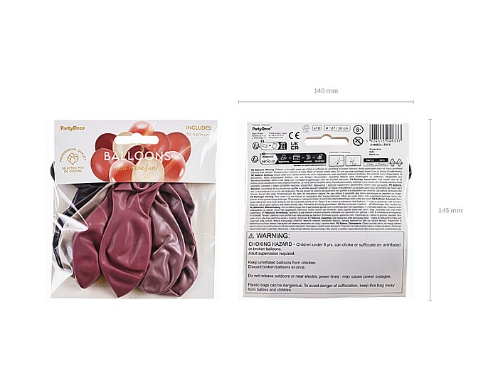 PD BALOANE Latex balloons set, 27-30cm, metallic rose gold, pastel prune-pink, mix 10/set ZBL2 [4]