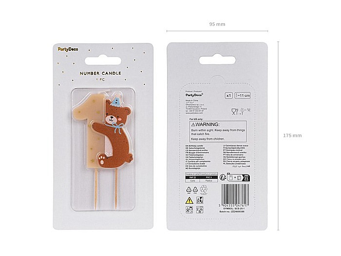 PD LUMANARI TORT Number 1, With Teddy bear, mix 7cm SCS-25-1 [4]