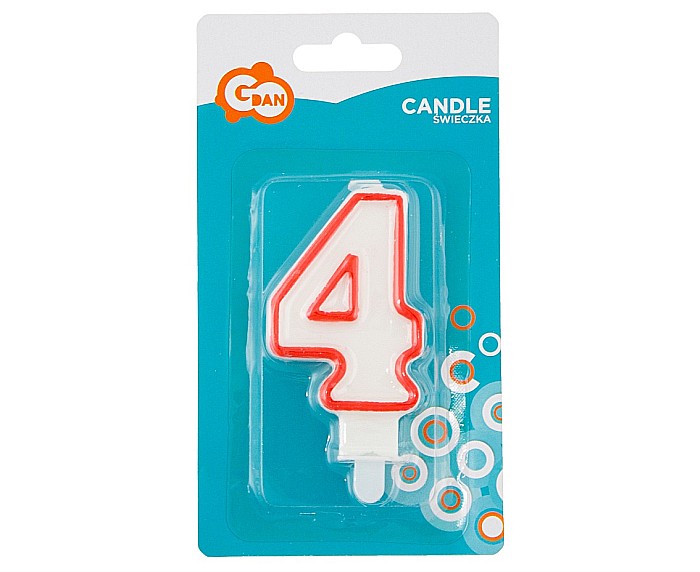 GOD LUMANARI TORT Number 4, red outline, 7cm PF-SCC/4 [2]