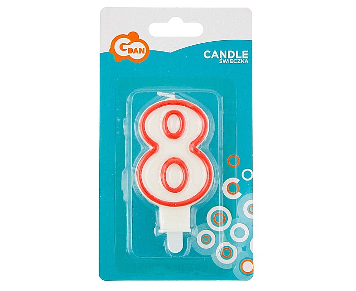 GOD LUMANARI TORT Number 8, red outline, 7cm PF-SCC/8 [2]