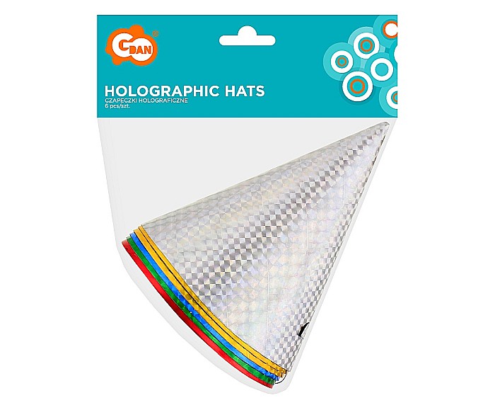 GOD COIF DIN CARTON Paper hats, Holographic, assorted colours, 6/set ZM0011/6 [2]