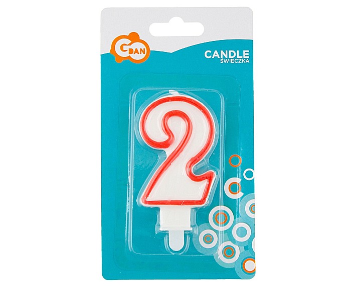 GOD LUMANARI TORT Number 2, red outline, 7cm PF-SCC/2 [2]