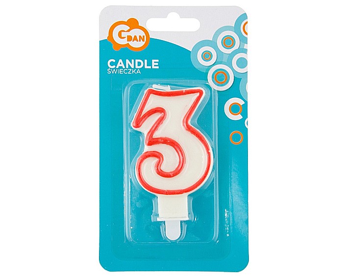 GOD LUMANARI TORT Number 3, red outline, 7cm PF-SCC/3 [2]