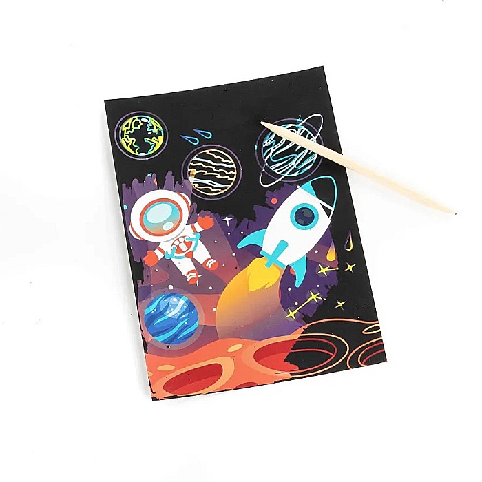 DE CARTE DE COLORAT SCRATCH ART BOOK 5 COLI + STICKERE COSMOS GLOW IN THE DARK KIDEA SCWKKKA [6]