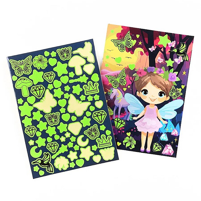 DE CARTE DE COLORAT SCRATCH ART BOOK 5 COLI + STICKERE MAGIC GLOW IN THE DARK KIDEA SCWKMKA [4]