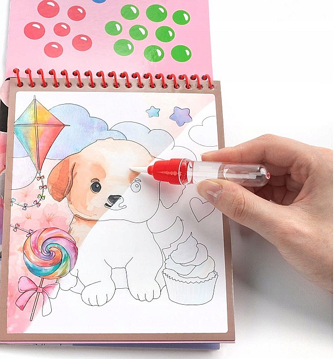 DE CARTE DE COLORAT CU MARKER MAGIC PENTRU DESEN IN APA CAINI KIDEA MWKWLKA [4]