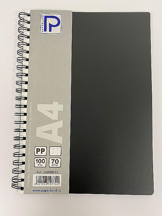 PA CAIET A4 100F 70g PATRATELE COPERTA PLASTIC SPIRA 24800032 [2]