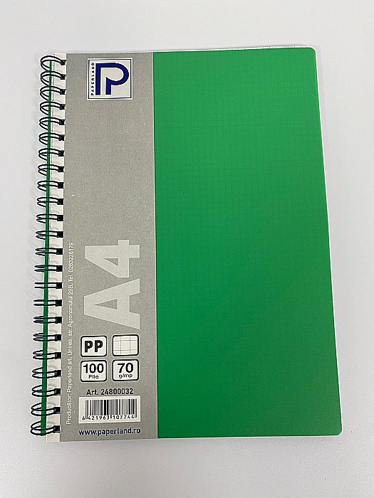 PA CAIET A4 100F 70g PATRATELE COPERTA PLASTIC SPIRA 24800032 [3]