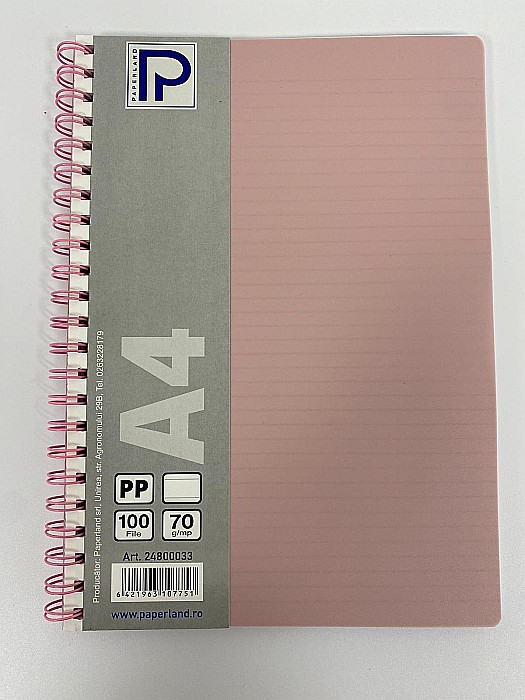 PA CAIET A4 100F 70g LINII COPERTA PLASTIC SPIRA 24800033 [1]